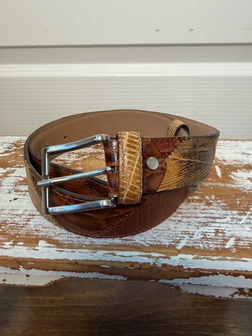 Leather Textured Brown Men's Belt
